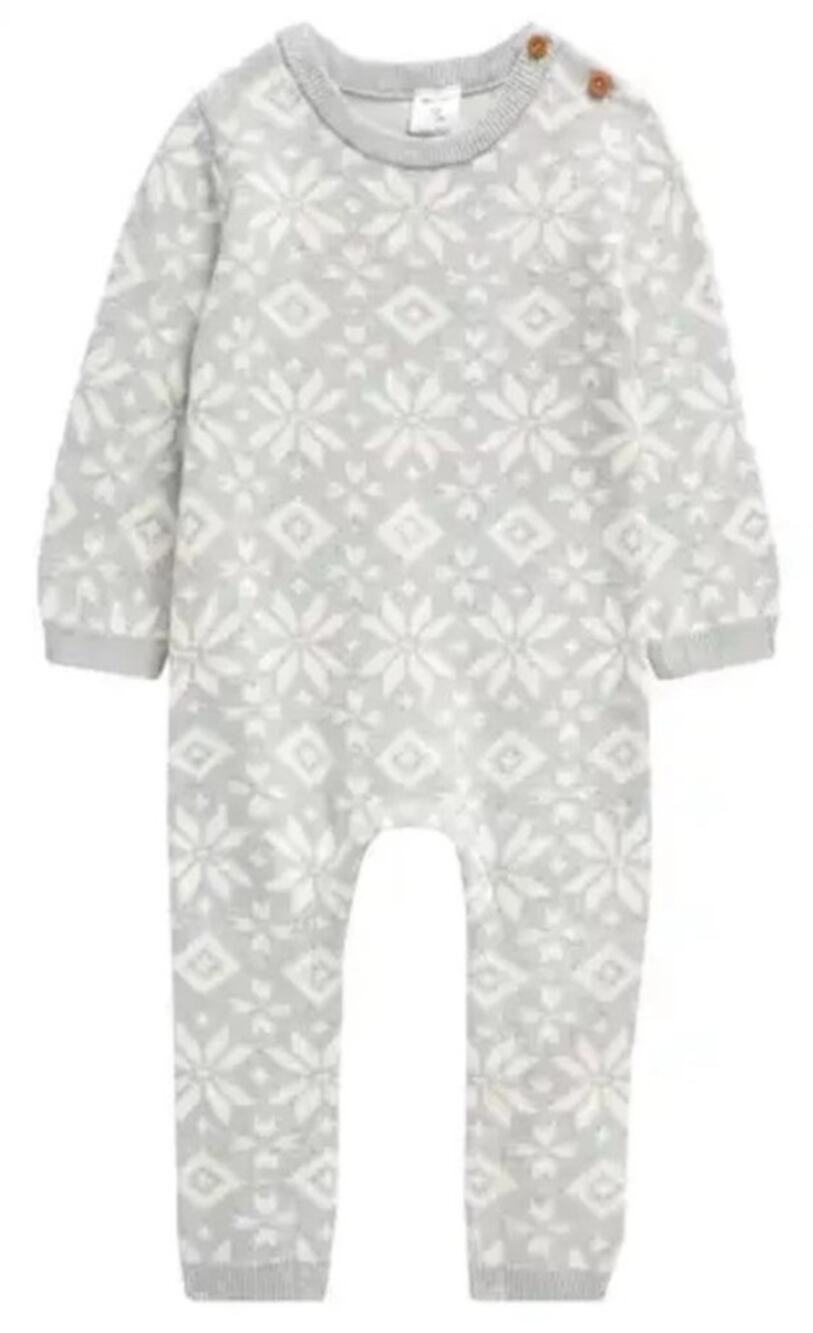 Nordstrom Holiday Snowflake Baby One Piece Button Closure Size 9M